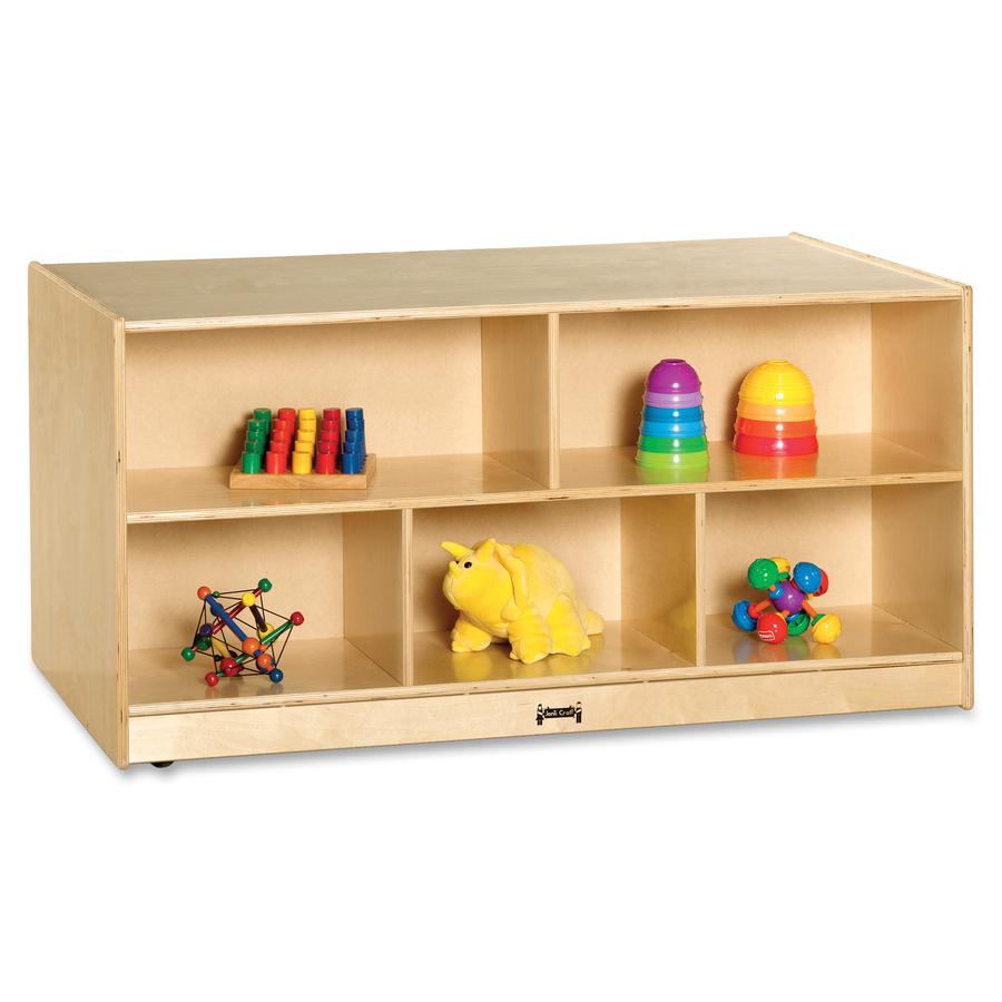 Jonti-Craft Rainbow Accents Toddler Double-sided Storage Shelf - 24.5" Height x 48" Width x 28.5" Depth - Durable, Yellowing Resistant, Rounded Corner - UV Acrylic - Baltic - Hard Rubber - 1 Each. Picture 2