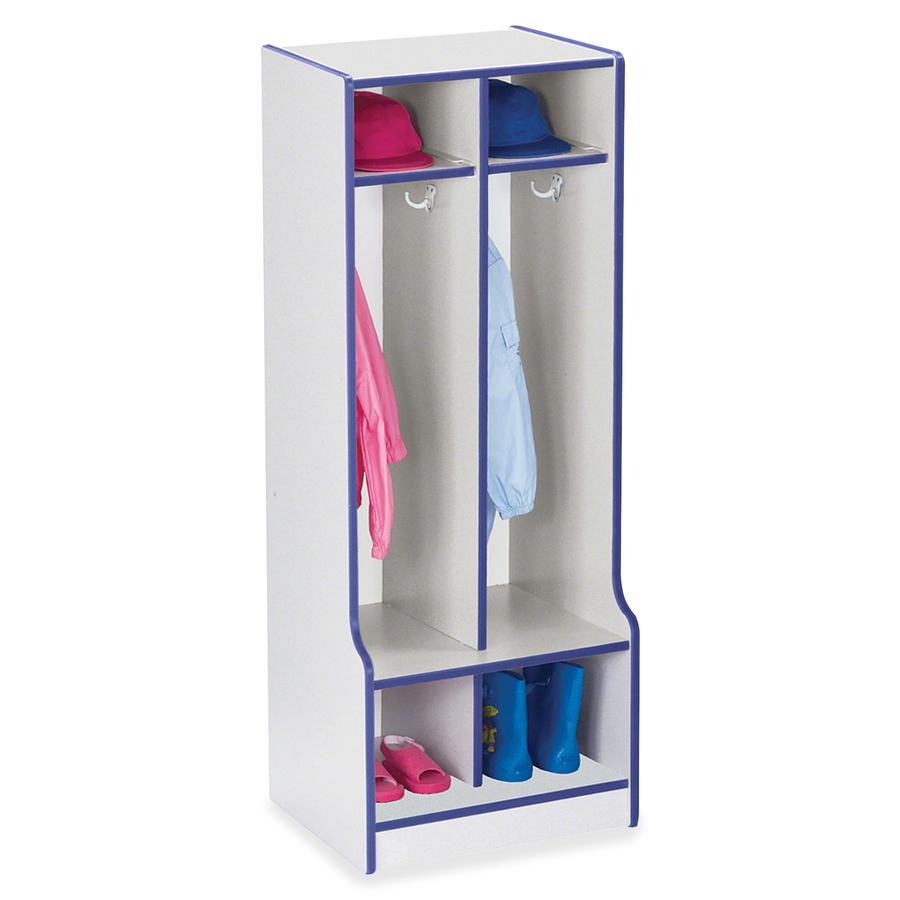 Jonti-Craft Rainbow Accents Double Coat Hooks Step Locker - 2 Compartment(s) - 50.5" Height x 20" Width x 17.5" Depth - Double Hook, Durable - Blue - 1 Each. Picture 5