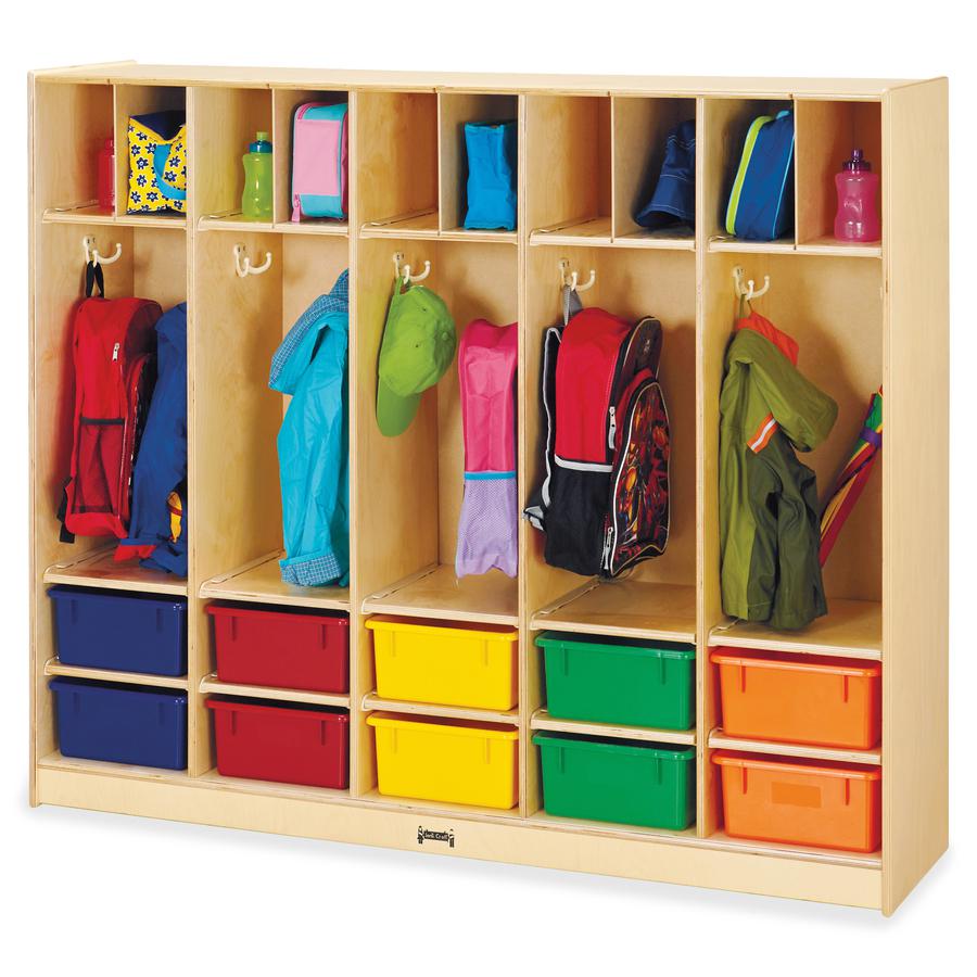 Jonti-Craft Rainbow Accents Large Locker Organizer - 4 Tier(s) - 50.5" Height x 60" Width x 15" Depth - Double Hook, Rounded Corner, Durable, Stain Resistant, Yellowing Resistant - Wood, Medium Densit. Picture 2