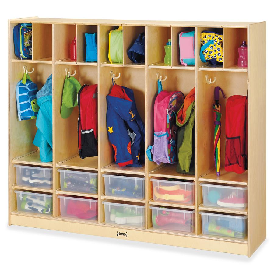 Jonti-Craft Rainbow Accents Large Locker Organizer - 4 Tier(s) - 50.5" Height x 60" Width x 15" Depth - Double Hook, Rounded Corner, Durable, Stain Resistant, Yellowing Resistant - UV Acrylic - Baltic. Picture 4