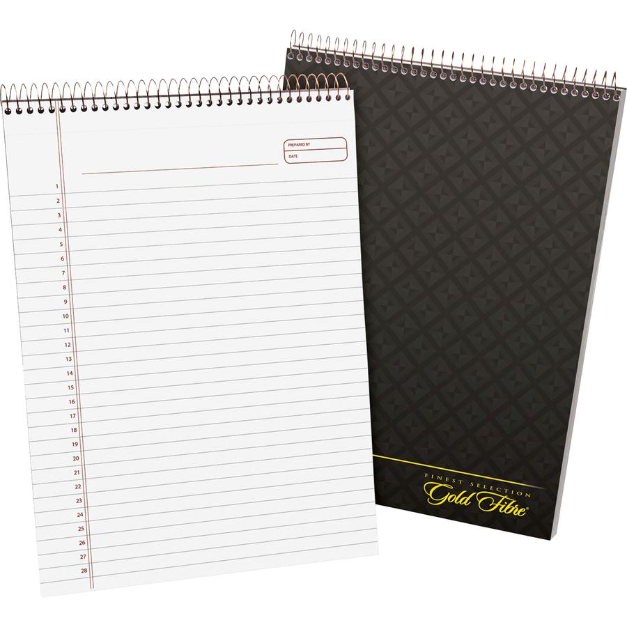 Ampad Gold Fibre Classic Wirebound Legal Pads - 70 Sheets - Wire Bound - 0.34" Ruled - 20 lb Basis Weight - 8 1/2" x 11 3/4" - 0.43" x 8.5" x 12.3" - White Paper - Brown Cover - Micro Perforated, Rigi. Picture 2