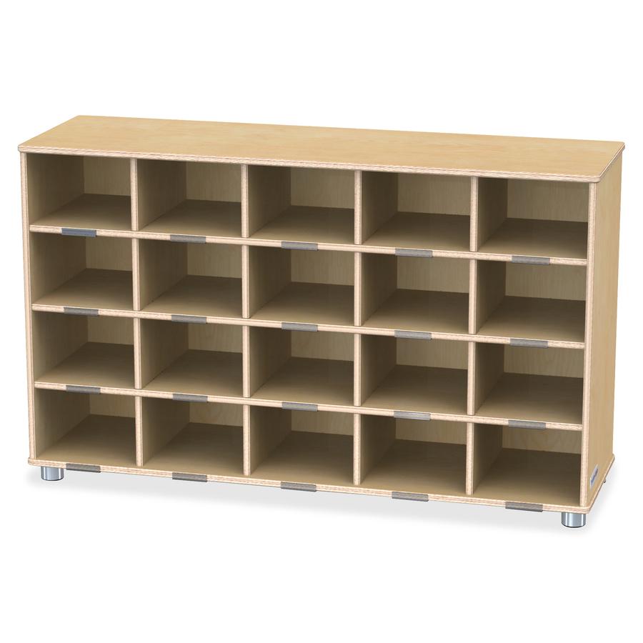 Jonti-Craft TrueModern 20-cubbie Shelf Unit - 20 Compartment(s) - 29.5" Height x 48.5" Width x 15" Depth - Durable, Rounded Corner, Yellowing Resistant - UV Acrylic - Baltic - Anodized Aluminum, Balti. Picture 3