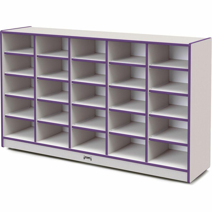 Jonti-Craft Rainbow Accents Cubbie Mobile Storage - 25 Compartment(s) - 35.5" Height x 60" Width x 15" Depth - Durable, Laminated - Purple - Hard Rubber - 1 Each. Picture 5