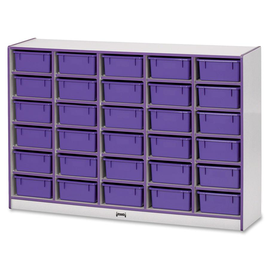 Jonti-Craft Rainbow Accents Mobile Tub Bin Storage - 30 Compartment(s) - 42" Height x 60" Width x 15" Depth - Durable, Laminated - Purple - Hard Rubber - 1 Each. Picture 5