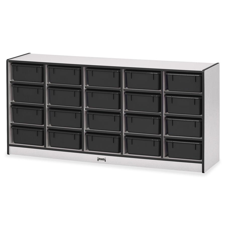 Jonti-Craft Rainbow Accents Cubbie Mobile Storage - 20 Compartment(s) - 29.5" Height x 24.5" Width x 15" Depth - Durable, Laminated - Black - Hard Rubber - 1 Each. Picture 2