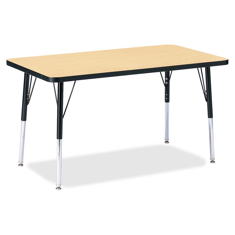 Jonti-Craft Berries Adult Height Color Top Rectangle Table - Laminated Rectangle, Maple Top - Four Leg Base - 4 Legs - Adjustable Height - 24" to 31" Adjustment - 36" Table Top Length x 24" Table Top . Picture 2