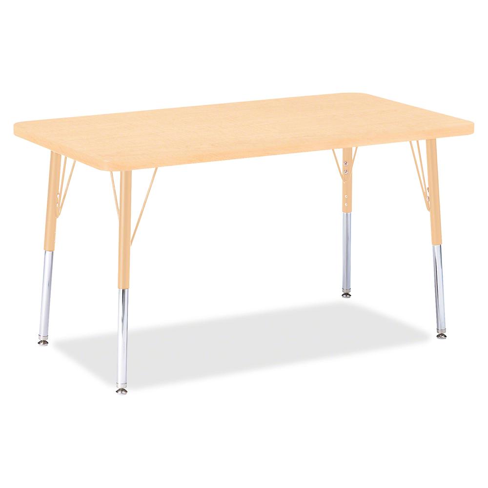 Jonti-Craft Berries Adult Height Maple Top/Edge Rectangle Table - Laminated Rectangle, Maple Top - Four Leg Base - 4 Legs - Adjustable Height - 24" to 31" Adjustment - 36" Table Top Length x 24" Table. Picture 2