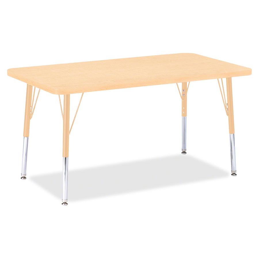 Jonti-Craft Berries Elementary Maple Top/Edge Rectangle Table - Laminated Rectangle, Maple Top - Four Leg Base - 4 Legs - Adjustable Height - 15" to 24" Adjustment - 36" Table Top Length x 24" Table T. Picture 3