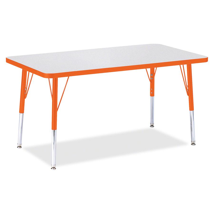 Jonti-Craft Berries Elementary Height Color Edge Rectangle Table - Gray Rectangle Top - Four Leg Base - 4 Legs - Adjustable Height - 15" to 24" Adjustment - 36" Table Top Length x 24" Table Top Width . Picture 5