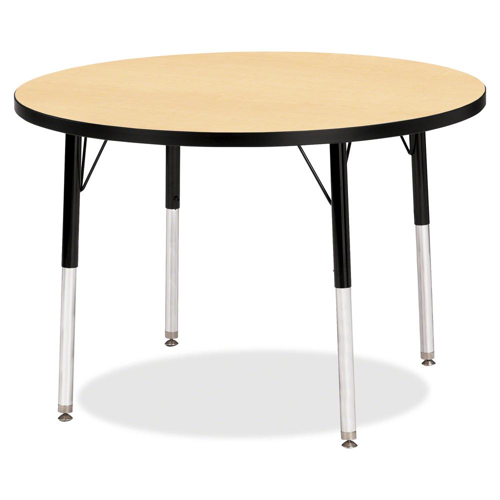 Jonti-Craft Berries Adult Height Color Top Round Table - Laminated Round, Maple Top - Four Leg Base - 4 Legs - Adjustable Height - 24" to 31" Adjustment x 1.13" Table Top Thickness x 36" Table Top Dia. Picture 2