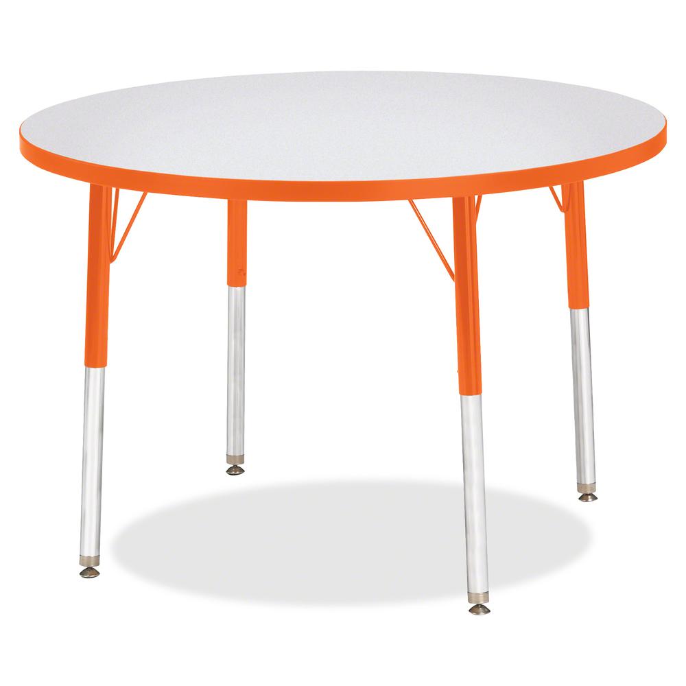 Jonti-Craft Berries Adult Height Color Edge Round Table - Laminated Round, Orange Top - Four Leg Base - 4 Legs - Adjustable Height - 24" to 31" Adjustment x 1.13" Table Top Thickness x 36" Table Top D. Picture 3