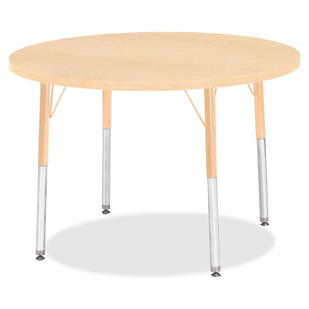 Jonti-Craft Berries Adult Height Maple Top/Edge Round Table - Laminated Round, Maple Top - Four Leg Base - 4 Legs - Adjustable Height - 24" to 31" Adjustment x 1.13" Table Top Thickness x 36" Table To. Picture 2
