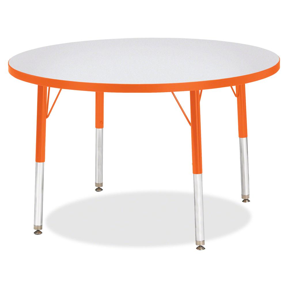 Jonti-Craft Berries Elementary Height Color Edge Round Table - For - Table TopGray Round Top - Four Leg Base - 4 Legs - Adjustable Height - 24" to 31" Adjustment x 1.13" Table Top Thickness x 36" Tabl. Picture 3