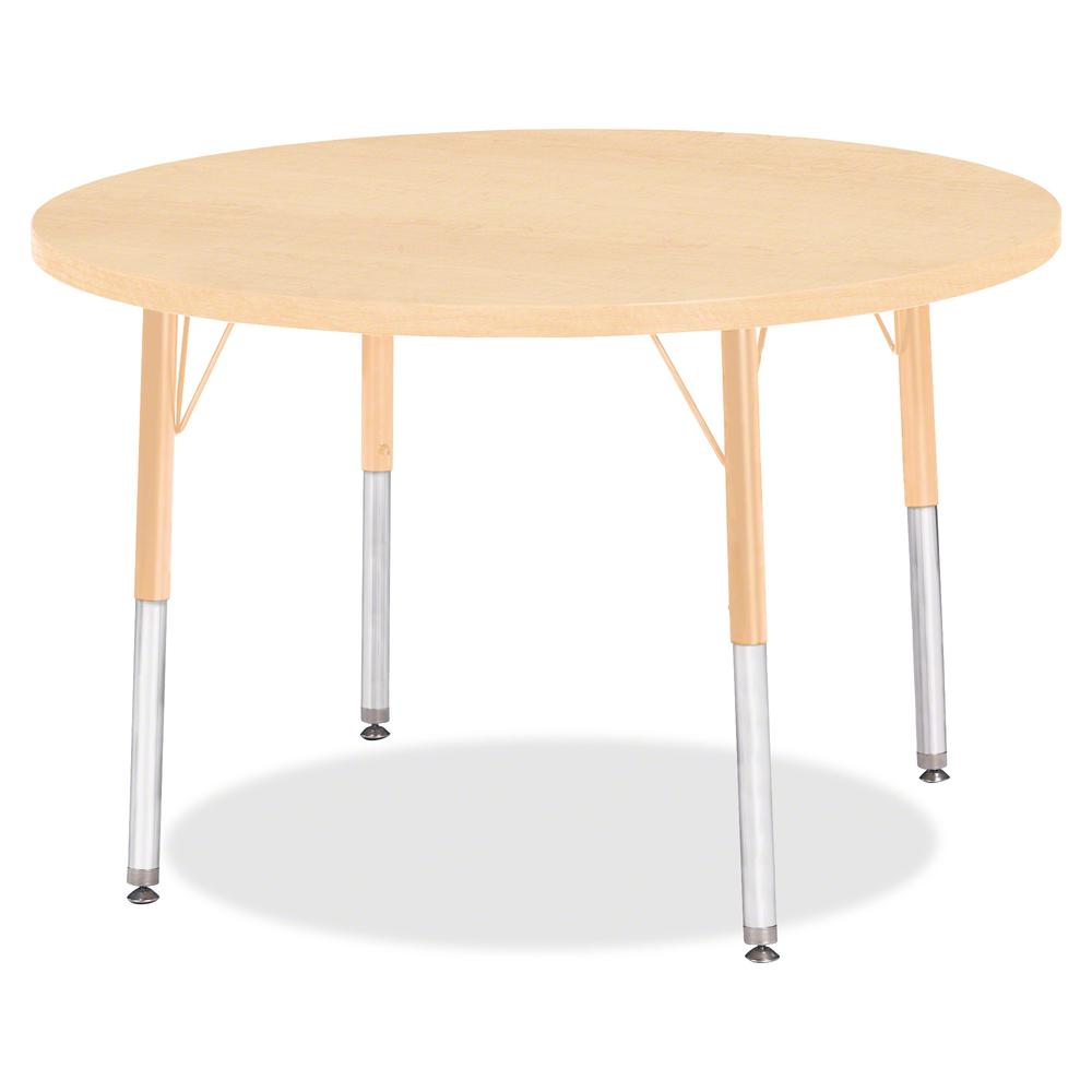 Jonti-Craft Elementary Height Maple Round Table - Laminated Round, Maple Top - Four Leg Base - 4 Legs - Adjustable Height - 15" to 24" Adjustment x 1.13" Table Top Thickness x 36" Table Top Diameter -. Picture 2