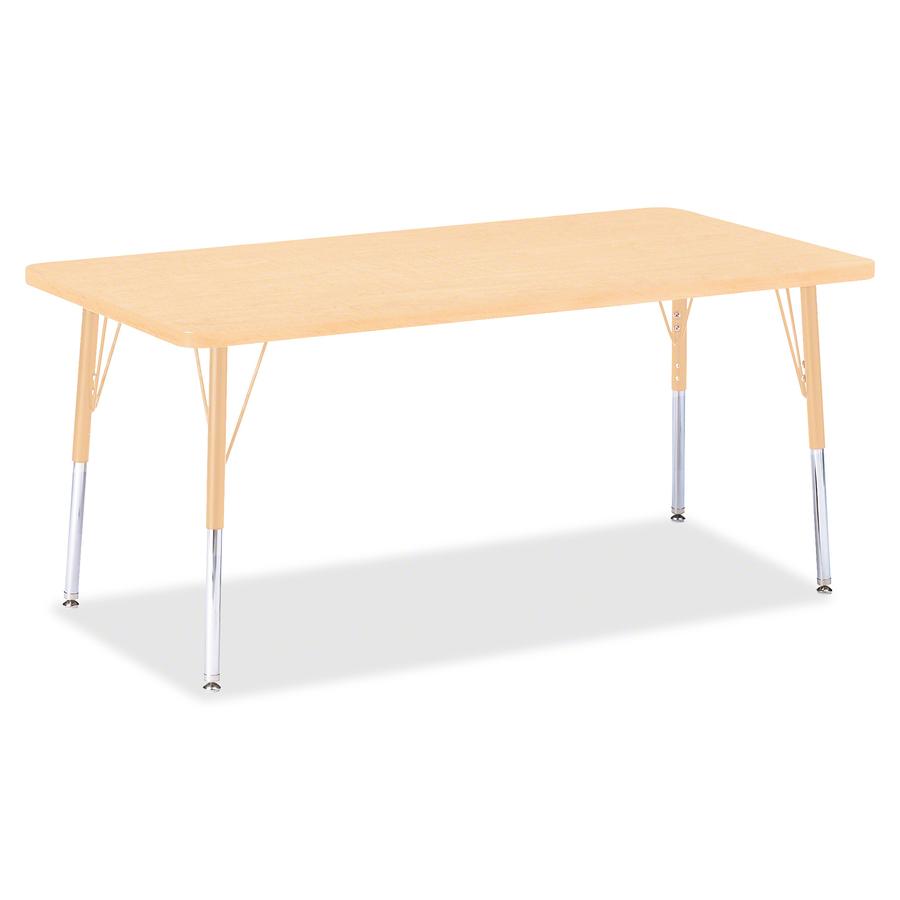 Jonti-Craft Berries Adult Height Maple Top/Edge Rectangle Table - Laminated Rectangle, Maple Top - Four Leg Base - 4 Legs - Adjustable Height - 24" to 31" Adjustment - 60" Table Top Length x 30" Table. Picture 3