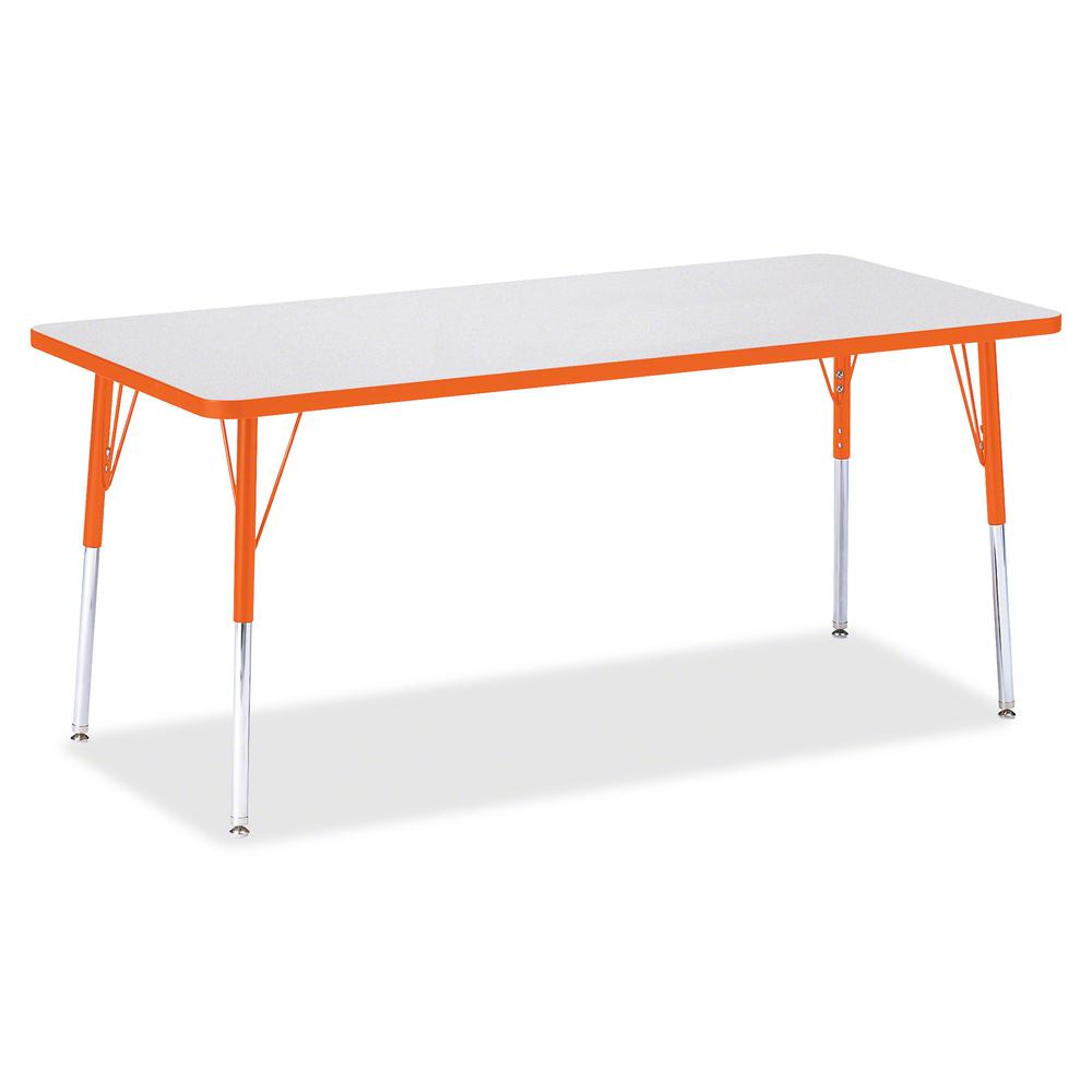 Jonti-Craft Berries Adult Height Color Edge Rectangle Table - Laminated Rectangle, Orange Top - Four Leg Base - 4 Legs - Adjustable Height - 24" to 31" Adjustment - 72" Table Top Length x 30" Table To. Picture 3