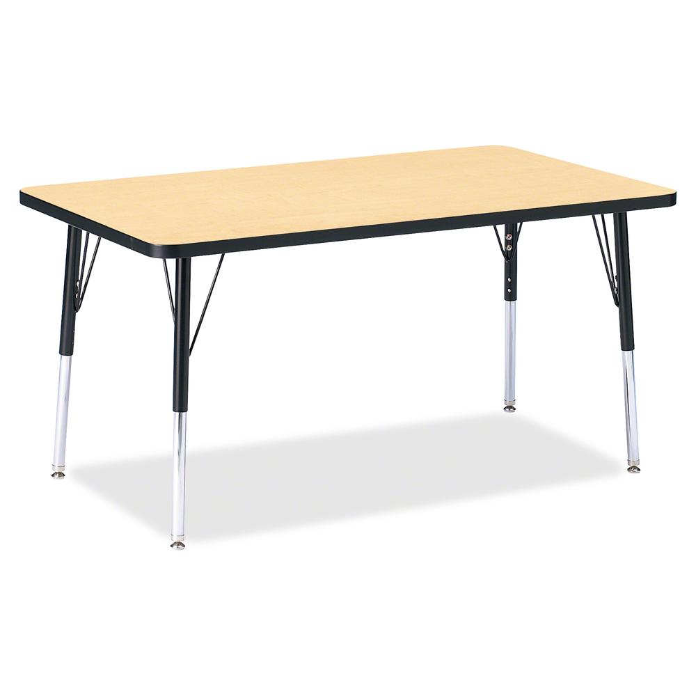 Jonti-Craft Berries Adult Height Color Top Rectangle Table - Laminated Rectangle, Maple Top - Four Leg Base - 4 Legs - Adjustable Height - 24" to 31" Adjustment - 48" Table Top Length x 30" Table Top . Picture 2