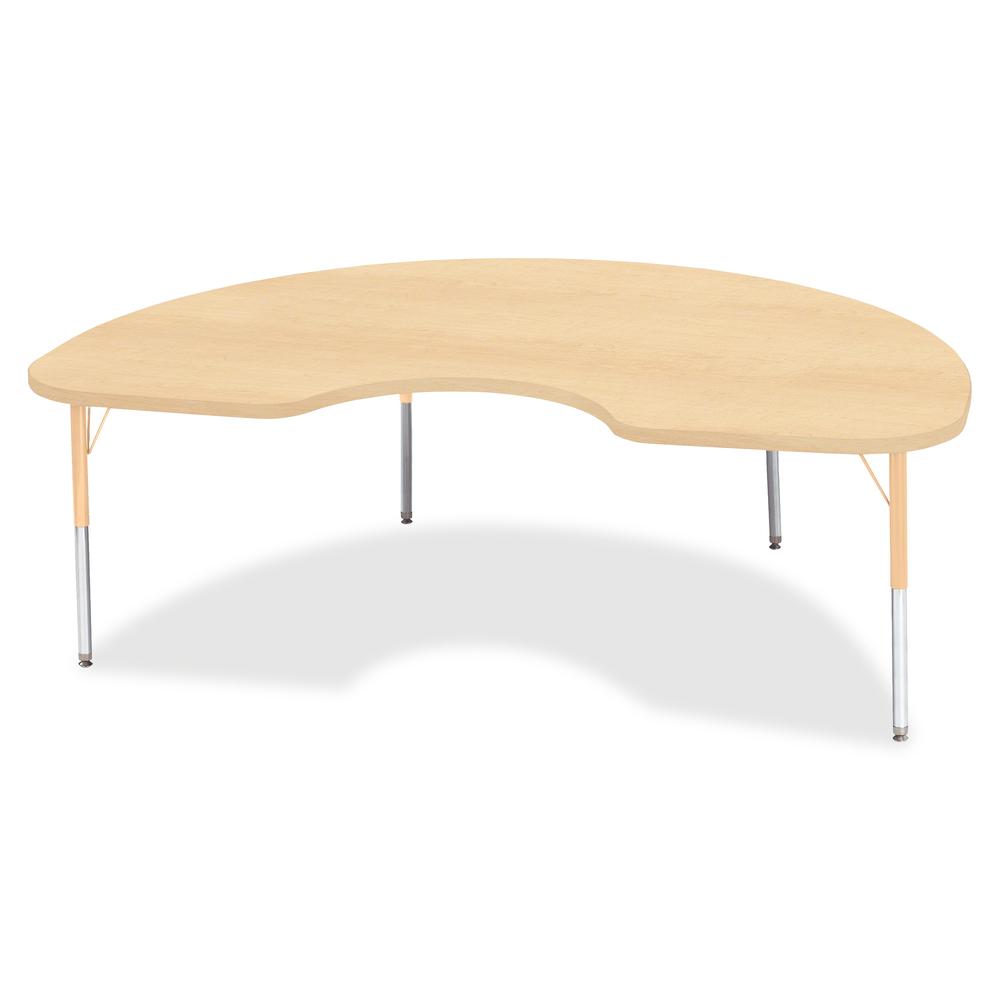 Jonti-Craft Berries Elementary Height Maple Top/Edge Kidney Table - Laminated Kidney-shaped, Maple Top - Four Leg Base - 4 Legs - Adjustable Height - 15" to 24" Adjustment - 72" Table Top Length x 48". Picture 2