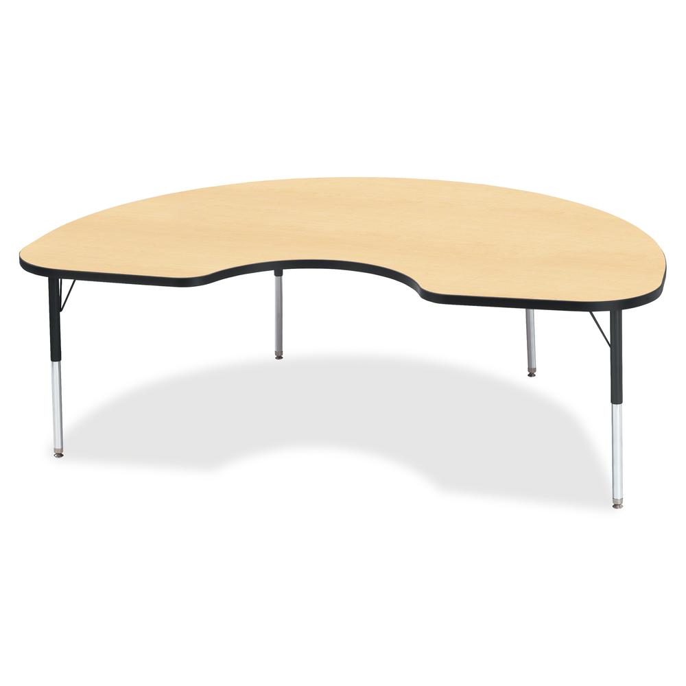 Jonti-Craft Berries Elementary Height Color Top Kidney Table - Laminated Kidney-shaped, Maple Top - Four Leg Base - 4 Legs - Adjustable Height - 15" to 24" Adjustment - 72" Table Top Length x 48" Tabl. Picture 2