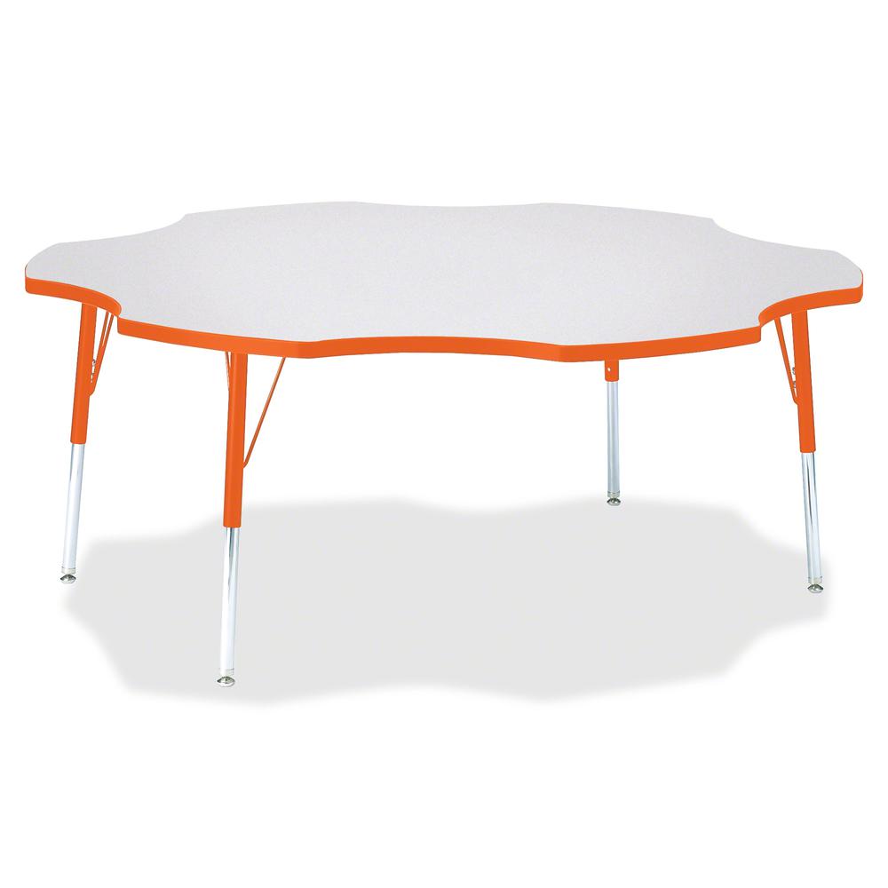 Jonti-Craft Berries Prism Six-Leaf Student Table - Laminated, Orange Top - Four Leg Base - 4 Legs - Adjustable Height - 24" to 31" Adjustment x 1.13" Table Top Thickness x 60" Table Top Diameter - 31". Picture 3