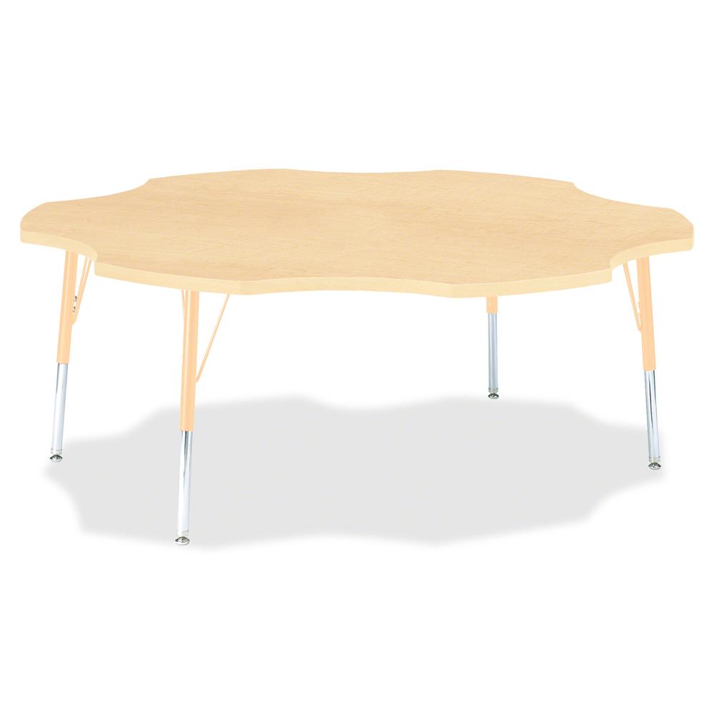 Jonti-Craft Berries Elementary Maple Laminate Six-leaf Table - Laminated, Maple Top - Four Leg Base - 4 Legs - Adjustable Height - 15" to 24" Adjustment x 1.13" Table Top Thickness x 60" Table Top Dia. Picture 2