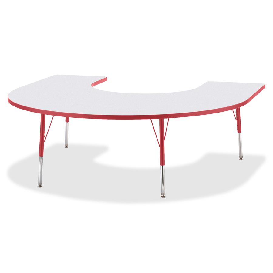 Jonti-Craft Berries Prism Horseshoe Student Table - Laminated Horseshoe-shaped, Red Top - Four Leg Base - 4 Legs - Adjustable Height - 24" to 31" Adjustment - 66" Table Top Length x 60" Table Top Widt. Picture 2