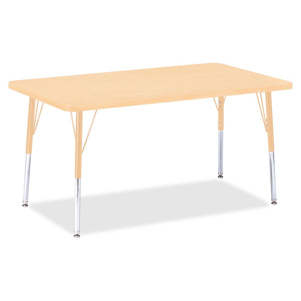 Jonti-Craft Berries Adult Height Maple Top/Edge Rectangle Table - For - Table TopLaminated Rectangle, Maple Top - Four Leg Base - 4 Legs - Adjustable Height - 24" to 31" Adjustment - 48" Table Top Len. Picture 2