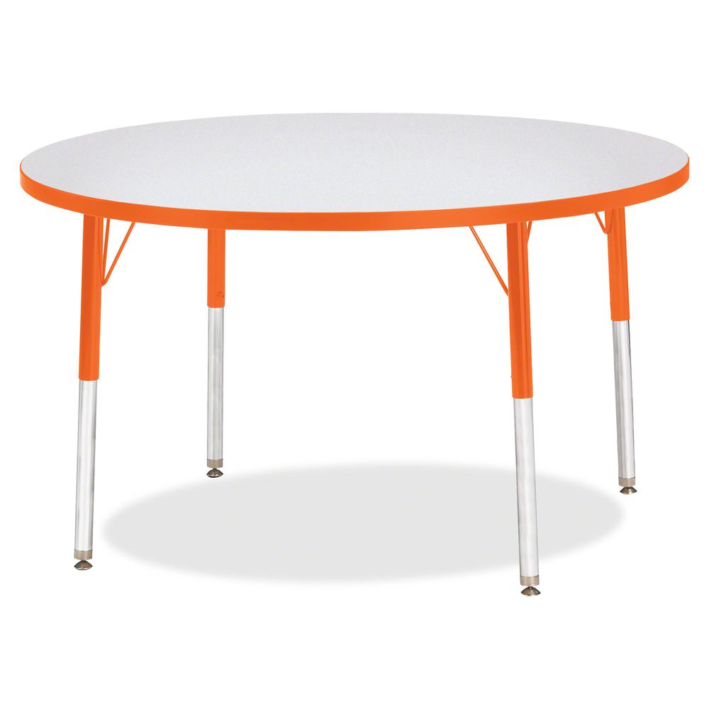 Jonti-Craft Berries Elementary Height Color Edge Round Table - Gray Round Top - Four Leg Base - 4 Legs - Adjustable Height - 24" to 31" Adjustment x 1.13" Table Top Thickness x 42" Table Top Diameter . Picture 2