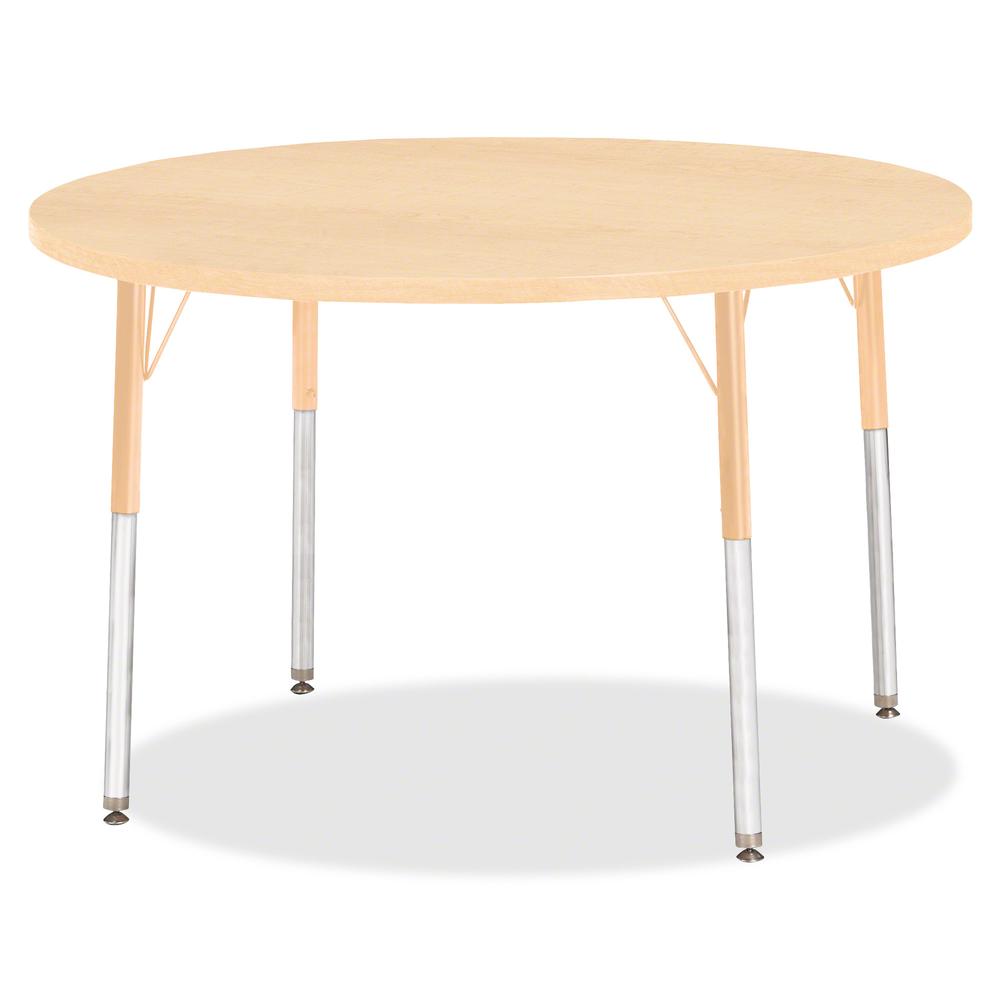 Jonti-Craft Berries Adult Height Maple Top/Edge Round Table - Laminated Round, Maple Top - Four Leg Base - 4 Legs - Adjustable Height - 24" to 31" Adjustment x 1.13" Table Top Thickness x 42" Table To. Picture 2