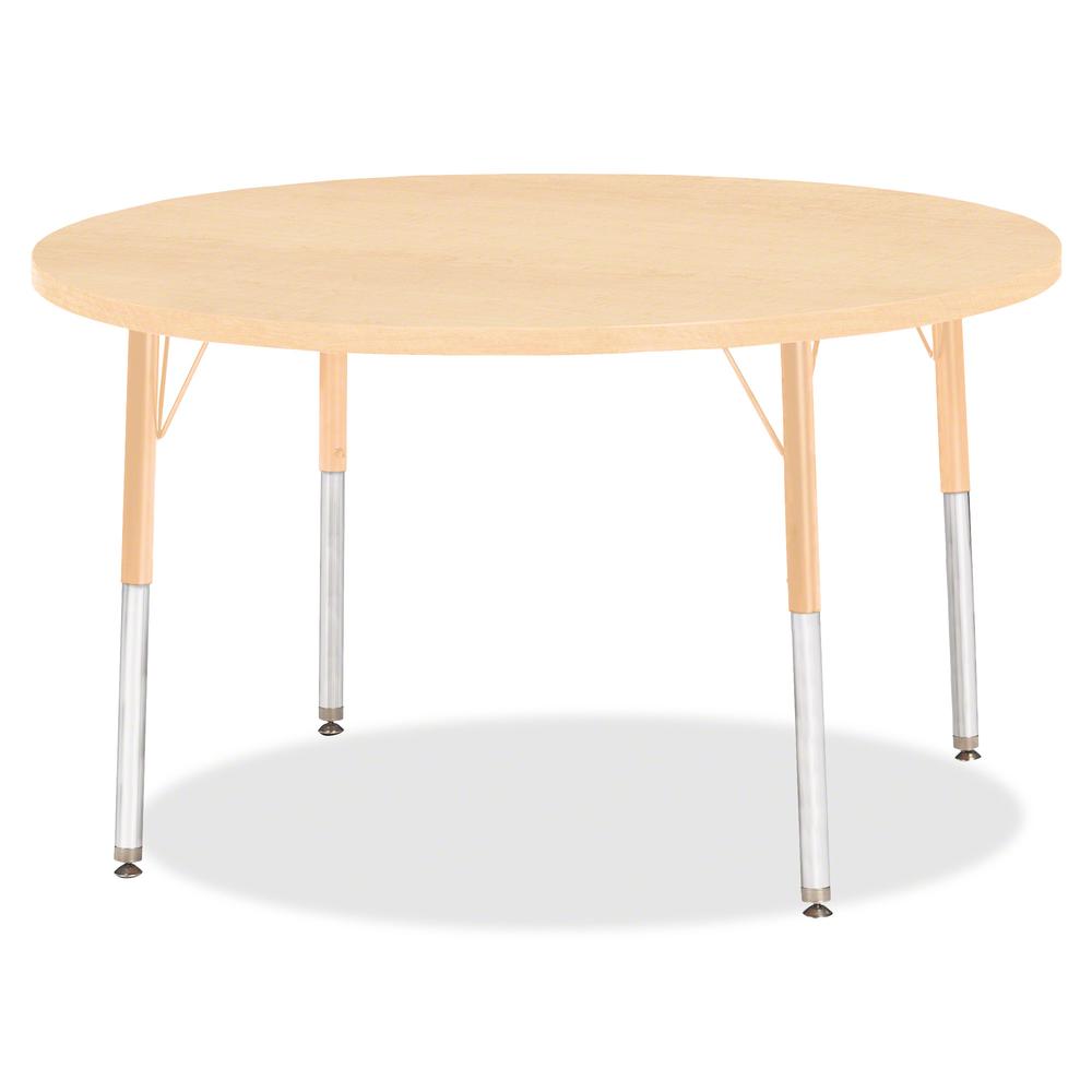 Jonti-Craft Berries Elementary Height. Maple Top/Edge Round Table - For - Table TopLaminated Round, Maple Top - Four Leg Base - 4 Legs - Adjustable Height - 15" to 24" Adjustment x 1.13" Table Top Thi. Picture 2