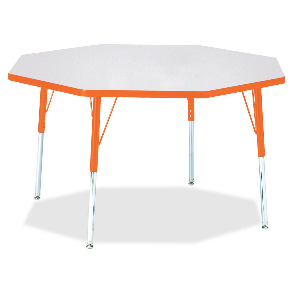 Jonti-Craft Berries Adult Height Color Edge Octagon Table - For - Table TopLaminated Octagonal, Orange Top - Four Leg Base - 4 Legs - Adjustable Height - 24" to 31" Adjustment x 1.13" Table Top Thickn. Picture 3