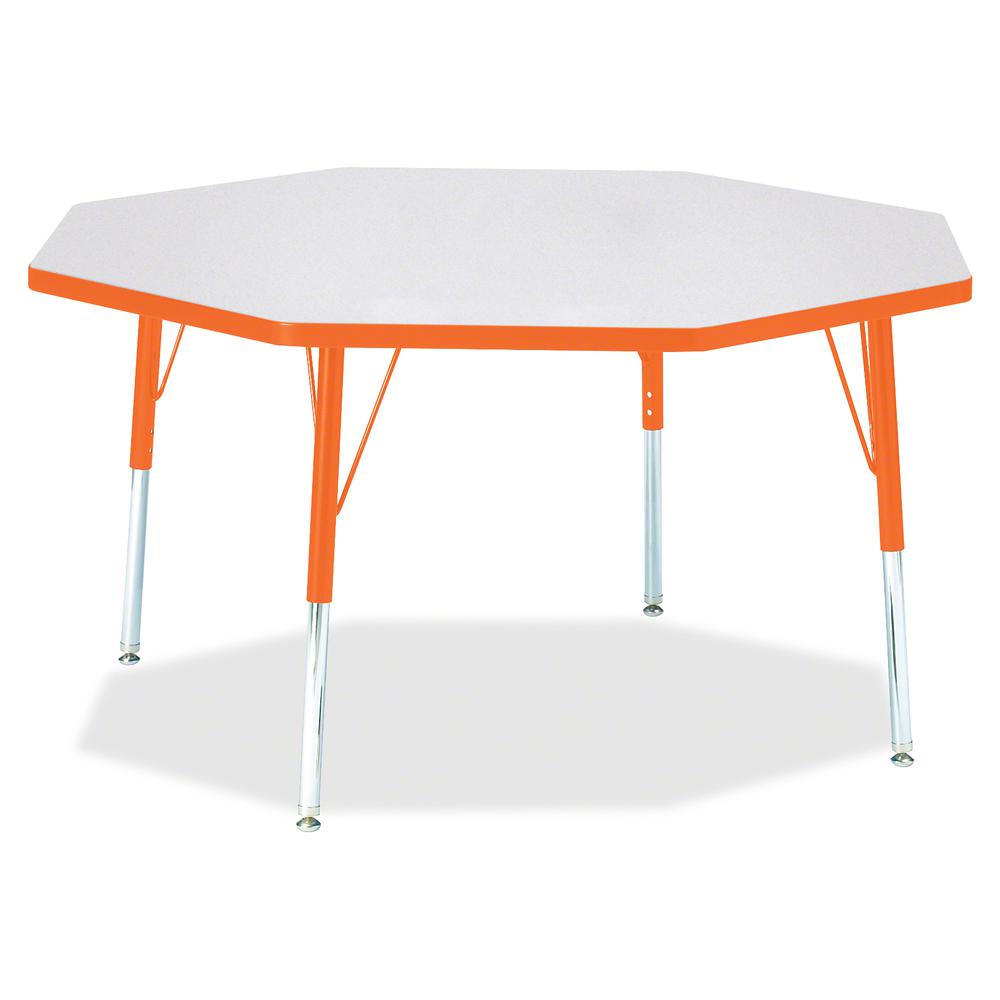 Jonti-Craft Berries Elementary Height Color Edge Octagon Table - Laminated Octagonal, Orange Top - Four Leg Base - 4 Legs - Adjustable Height - 15" to 24" Adjustment x 1.13" Table Top Thickness x 48" . Picture 3