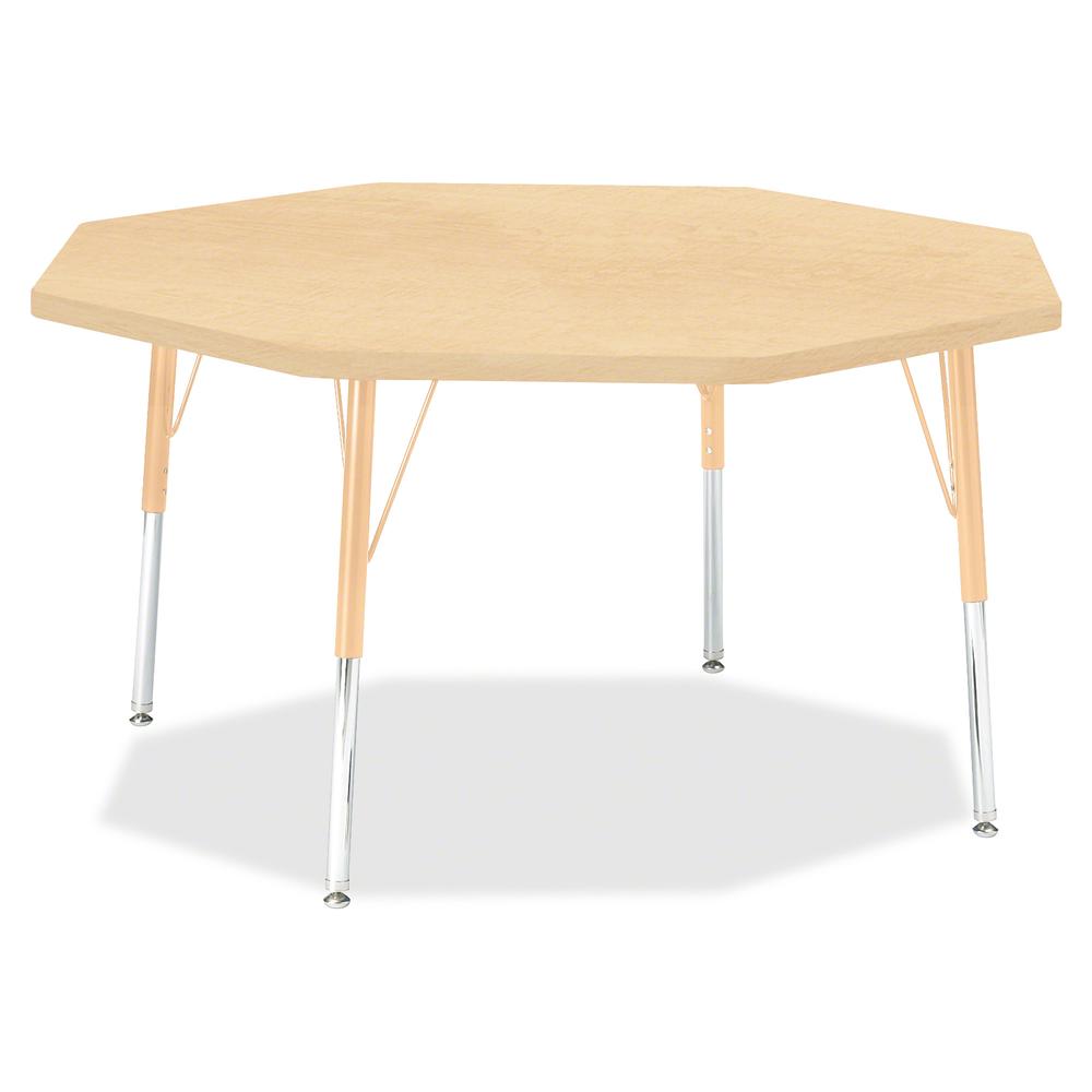 Jonti-Craft Berries Elementary Height Maple Top/Edge Octagon Table - Laminated Octagonal, Maple Top - Four Leg Base - 4 Legs - Adjustable Height - 15" to 24" Adjustment x 1.13" Table Top Thickness x 4. Picture 2