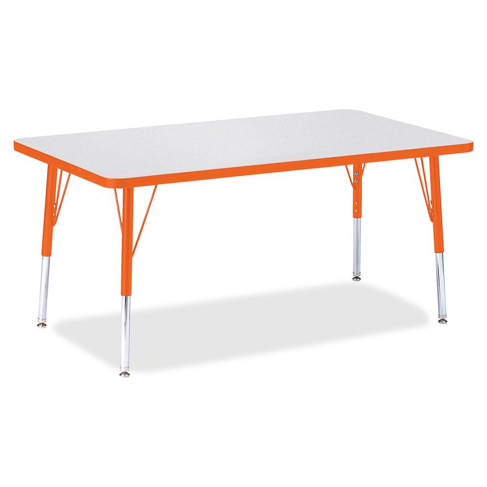 Jonti-Craft Berries Elementary Height Color Edge Rectangle Table - Gray Rectangle Top - Four Leg Base - 4 Legs - Adjustable Height - 15" to 24" Adjustment - 48" Table Top Length x 30" Table Top Width . Picture 3