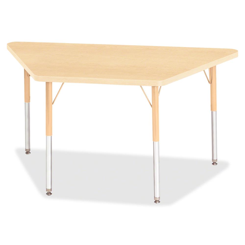 Jonti-Craft Berries Adult-Size Maple Prism Trapezoid Table - Laminated Trapezoid, Maple Top - Four Leg Base - 4 Legs - Adjustable Height - 24" to 31" Adjustment - 48" Table Top Length x 24" Table Top . Picture 2