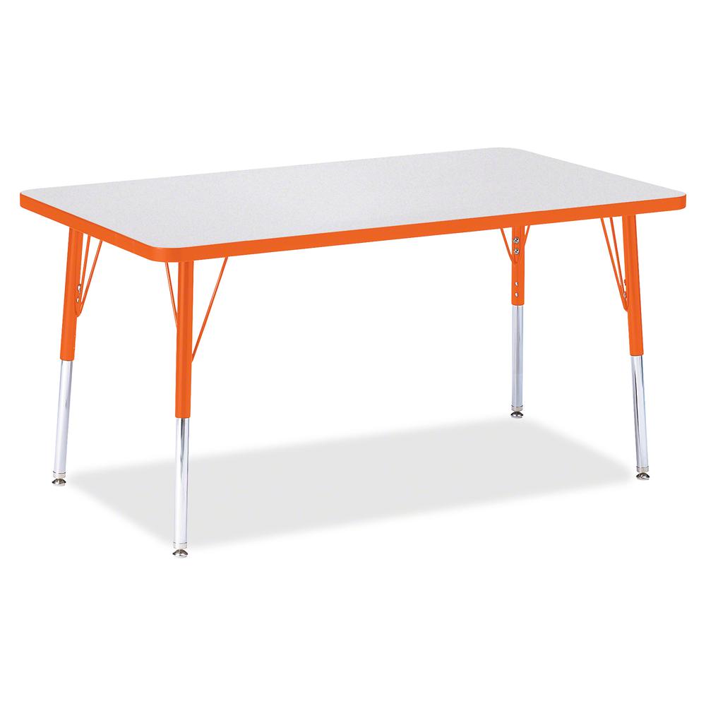 Jonti-Craft Berries Adult Height Color Edge Rectangle Table - Laminated Rectangle, Orange Top - Four Leg Base - 4 Legs - Adjustable Height - 24" to 31" Adjustment - 48" Table Top Length x 30" Table To. Picture 2