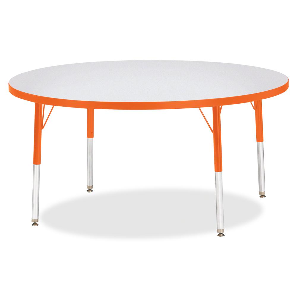Jonti-Craft Berries Elementary Height Color Edge Round Table - Orange Round Top - Four Leg Base - 4 Legs - Adjustable Height - 15" to 24" Adjustment x 1.13" Table Top Thickness x 48" Table Top Diamete. Picture 2