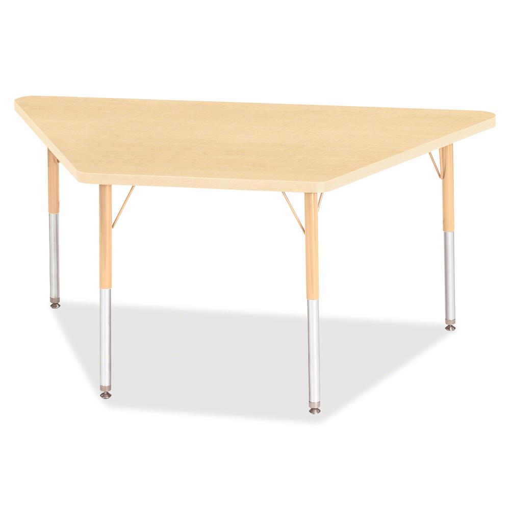 Jonti-Craft Berries Adult-Size Maple Prism Trapezoid Table - For - Table TopLaminated Trapezoid, Maple Top - Four Leg Base - 4 Legs - Adjustable Height - 24" to 31" Adjustment - 60" Table Top Length x. Picture 2