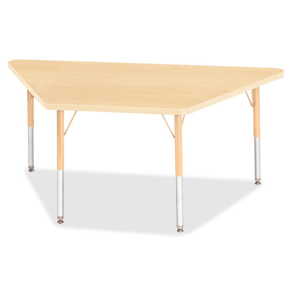 Jonti-Craft Berries Maple Top Elementary Height Trapezoid Table - Laminated Trapezoid, Maple Top - Four Leg Base - 4 Legs - 60" Table Top Length x 30" Table Top Width x 1.13" Table Top Thickness - 24". Picture 2