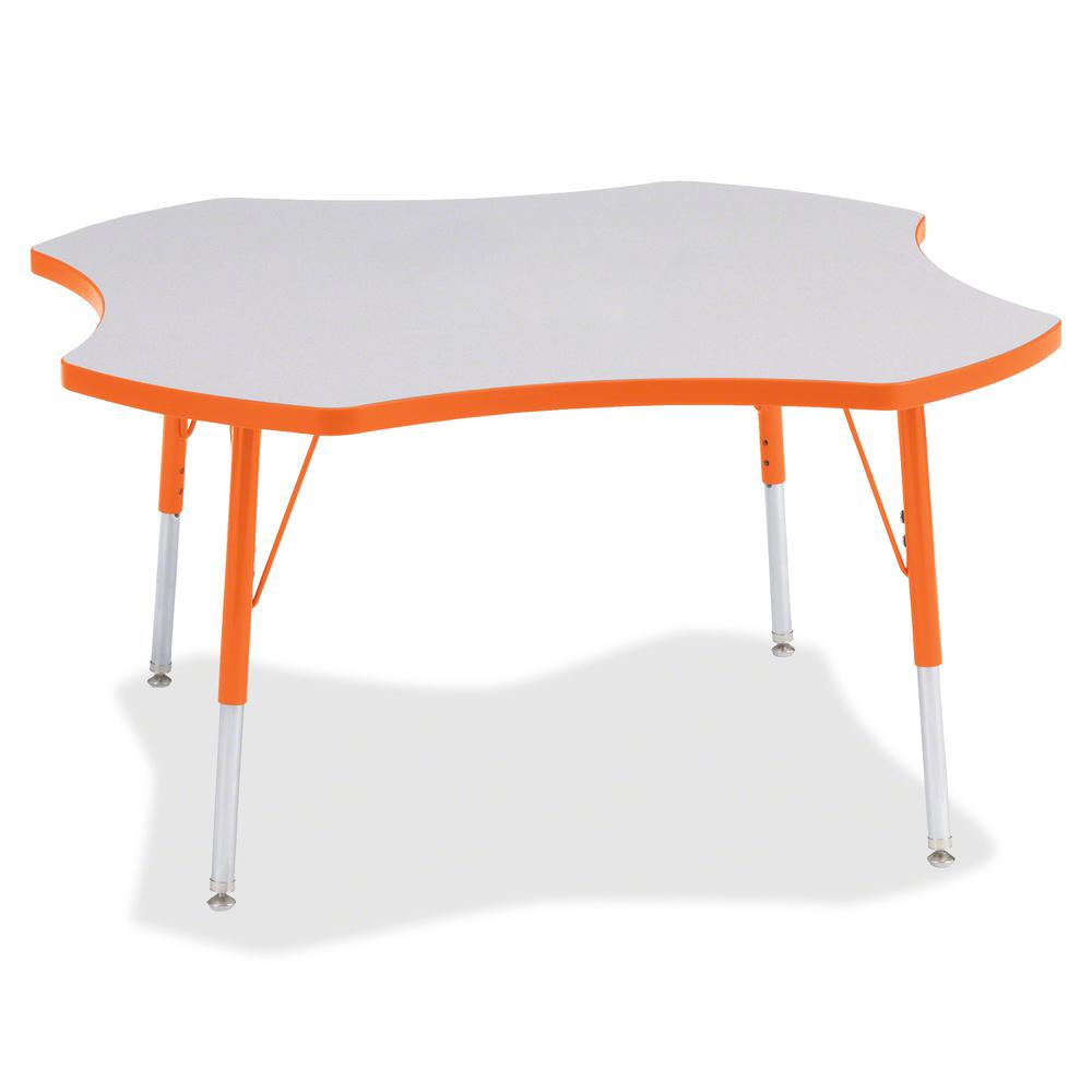 Jonti-Craft Berries Prism Four-Leaf Student Table - Laminated, Orange Top - Four Leg Base - 4 Legs - Adjustable Height - 24" to 31" Adjustment x 1.13" Table Top Thickness x 48" Table Top Diameter - 31. Picture 3