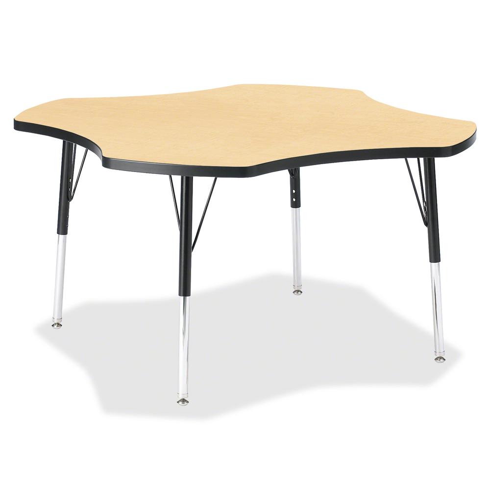 Jonti-Craft Berries Elementary Black Edge Four-leaf Table - Laminated, Maple Top - Four Leg Base - 4 Legs - Adjustable Height - 15" to 24" Adjustment x 1.13" Table Top Thickness x 48" Table Top Diamet. Picture 2