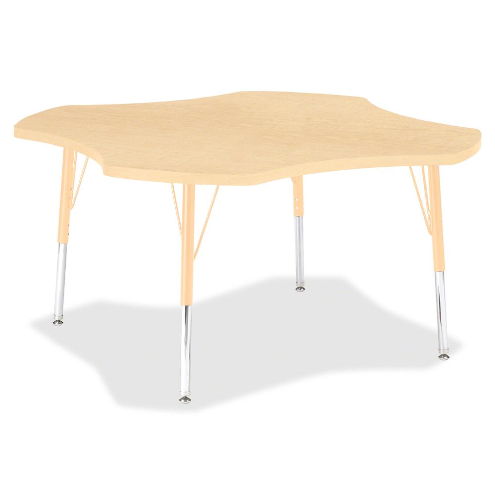 Jonti-Craft Berries Elementary Maple Laminate Four-leaf Table - Laminated, Maple Top - Four Leg Base - 4 Legs - Adjustable Height - 15" to 24" Adjustment x 1.13" Table Top Thickness x 48" Table Top Di. Picture 2