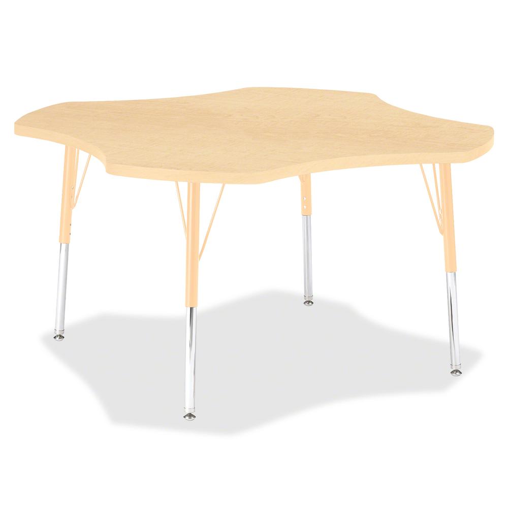 Jonti-Craft Berries Adult Maple Laminate Four-leaf Table - Laminated, Maple Top - Four Leg Base - 4 Legs - Adjustable Height - 24" to 31" Adjustment x 1.13" Table Top Thickness x 48" Table Top Diamete. Picture 2