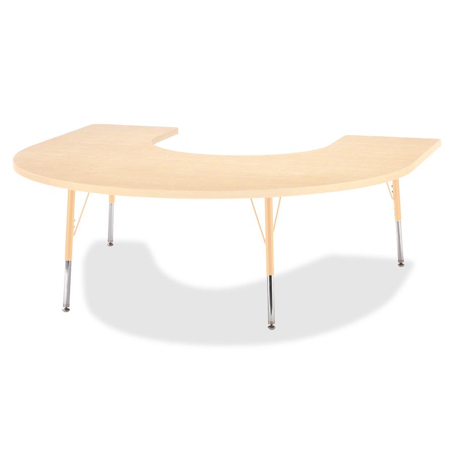Jonti-Craft Berries Adult Maple Laminate Horseshoe Table - Laminated Horseshoe-shaped, Maple Top - Four Leg Base - 4 Legs - Adjustable Height - 24" to 31" Adjustment - 66" Table Top Length x 60" Table. Picture 2