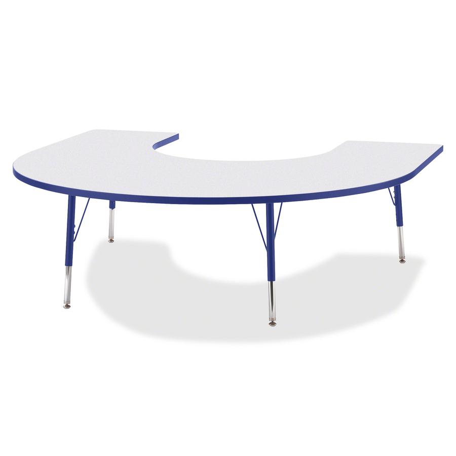 Jonti-Craft Berries Elementary Height Prism Edge Horseshoe Table - Blue Horseshoe-shaped, Laminated Top - Four Leg Base - 4 Legs - Adjustable Height - 15" to 24" Adjustment - 66" Table Top Length x 60. Picture 5