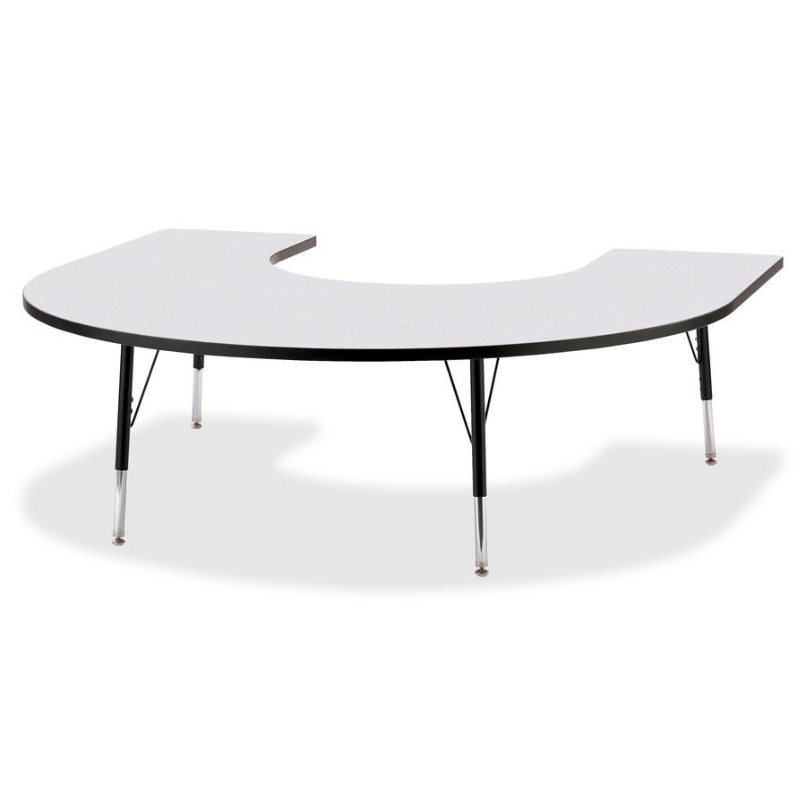 Jonti-Craft Berries Elementary Height Prism Edge Horseshoe Table - Black Horseshoe-shaped, Laminated Top - Four Leg Base - 4 Legs - Adjustable Height - 15" to 24" Adjustment - 66" Table Top Length x 6. Picture 3