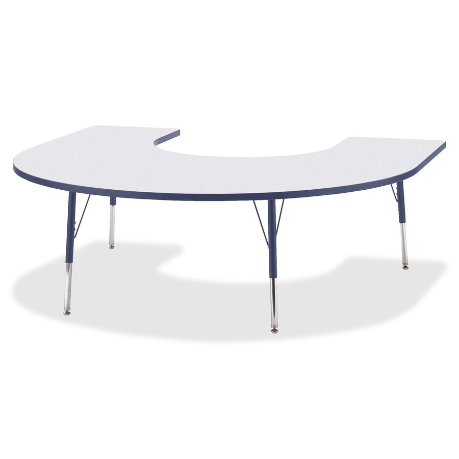 Jonti-Craft Berries Prism Horseshoe Student Table - Laminated Horseshoe-shaped, Navy Top - Four Leg Base - 4 Legs - Adjustable Height - 24" to 31" Adjustment - 66" Table Top Length x 60" Table Top Wid. Picture 3
