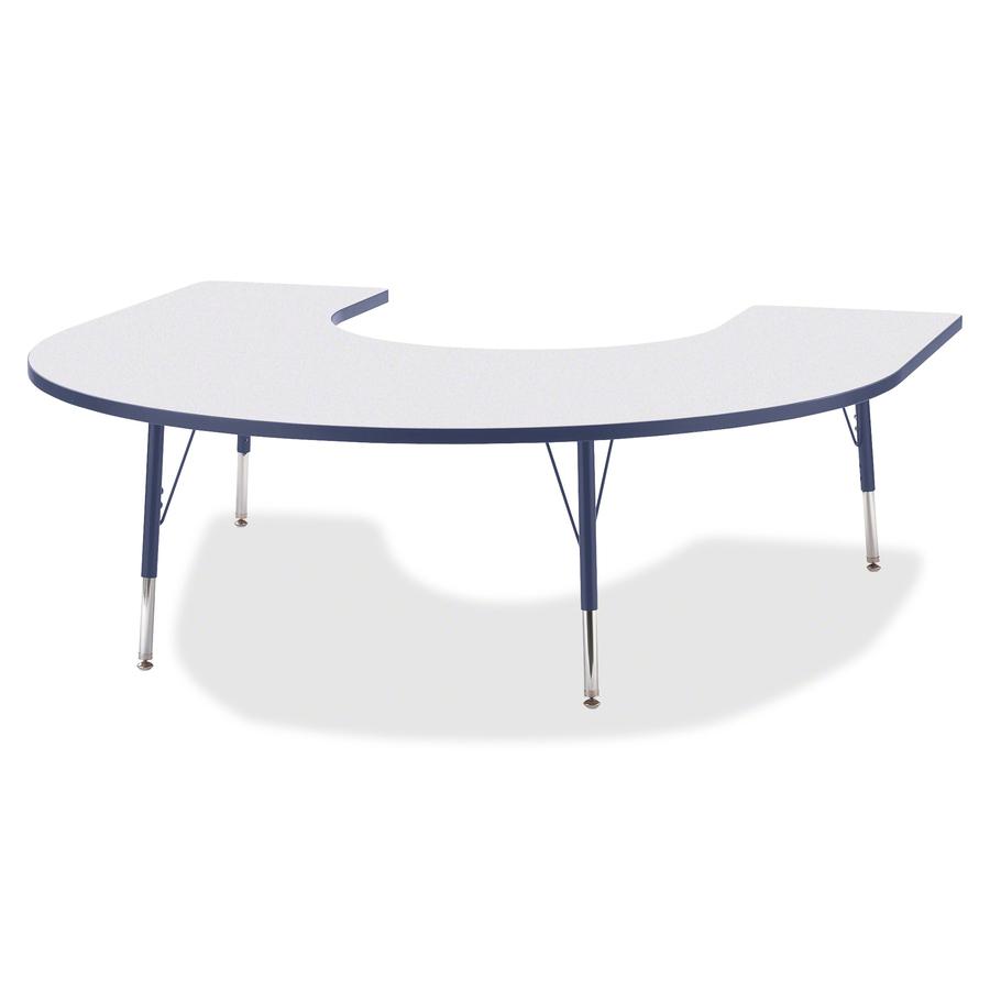Jonti-Craft Berries Elementary Height Prism Edge Horseshoe Table - Laminated Horseshoe-shaped, Navy Top - Four Leg Base - 4 Legs - Adjustable Height - 15" to 24" Adjustment - 66" Table Top Length x 60. Picture 3