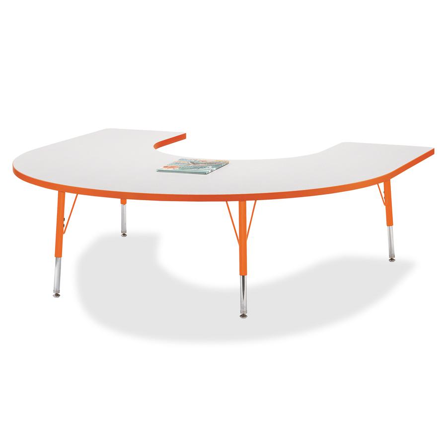 Jonti-Craft Berries Elementary Height Prism Edge Horseshoe Table - Laminated Horseshoe-shaped, Orange Top - Four Leg Base - 4 Legs - Adjustable Height - 15" to 24" Adjustment - 66" Table Top Length x . Picture 5