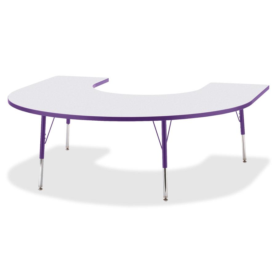 Jonti-Craft Berries Prism Horseshoe Student Table - Laminated Horseshoe-shaped, Purple Top - Four Leg Base - 4 Legs - Adjustable Height - 24" to 31" Adjustment - 66" Table Top Length x 60" Table Top W. Picture 3